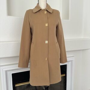 Saks Fifth Avenue Black Label Camel 100% Wool Single-Breasted Coat Size 2